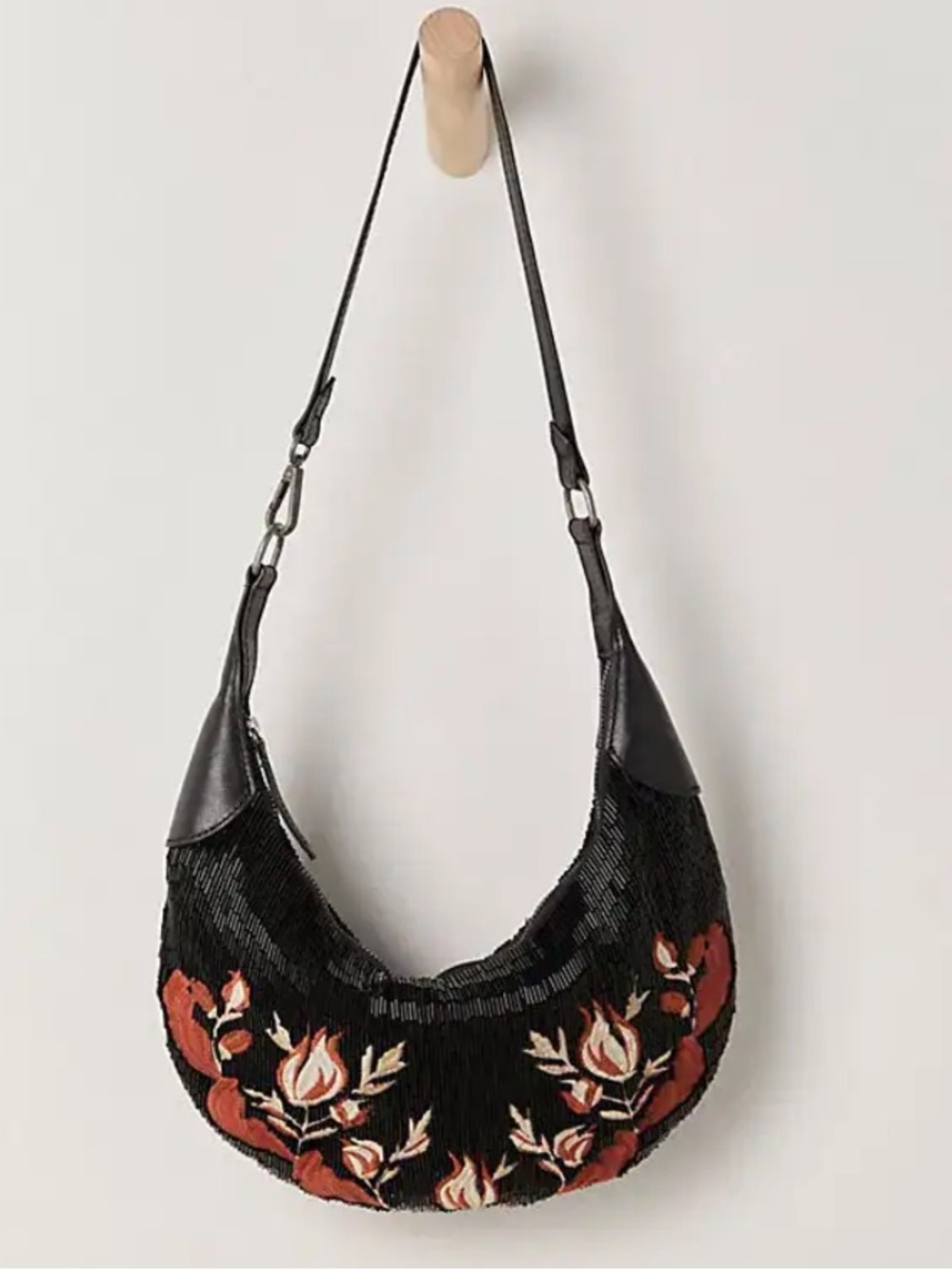 NWOT Free People Bugle Beaded Shoulder Bag- Black - Picture 2 of 6